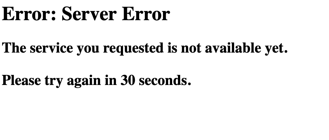 Un message de serveur en erreur s'affiche sur une page interne